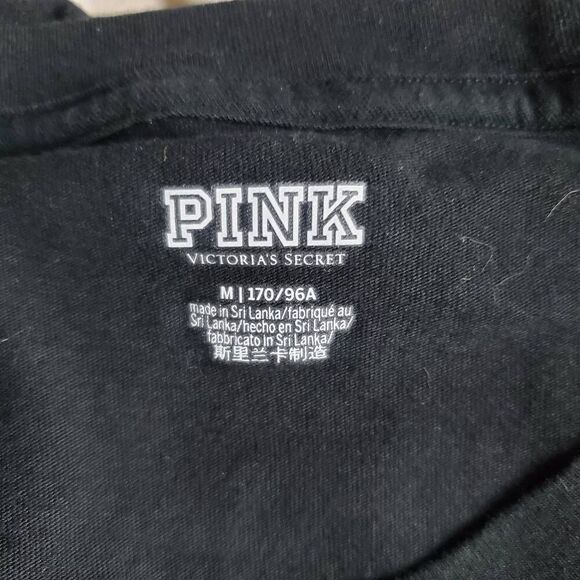 Victoria’s Secret PINK Black LOVE PINK Long Sleeve Shirt Plaid Logo Women’s M - Picture 7 of 9